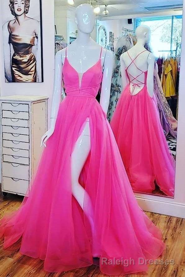 A Line Hot Pink Long Formal Dress Main image