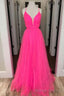 A Line Hot Pink Long Formal Dress