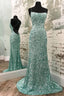 Mint Green Sequined Mermaid Long Prom Dress