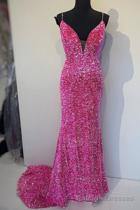 Sparkle Mermaid Hot Pink Long Prom Dress Main image