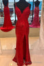 Sparkle Red Mermaid Sequined Prom Dress with Slit