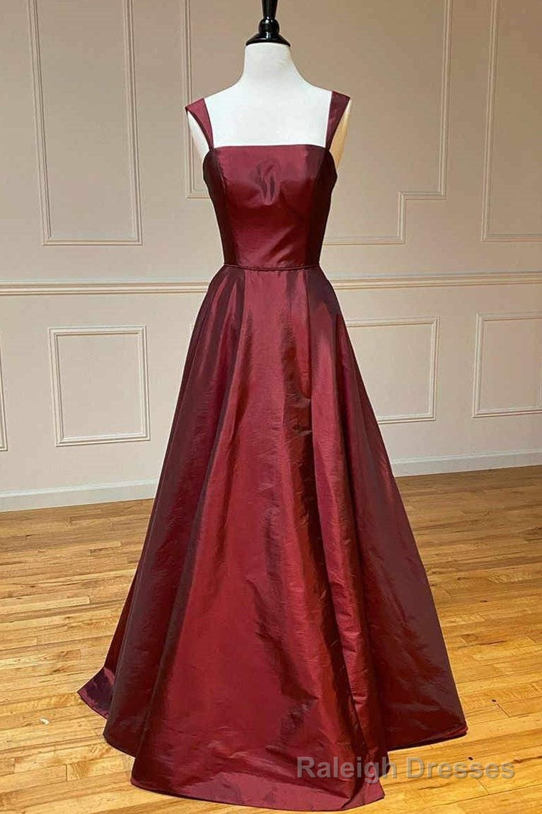Elegant Backless Wine Red Long Prom Dress Main image