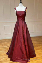 Elegant Backless Wine Red Long Prom Dress