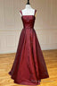 Elegant Backless Wine Red Long Prom Dress