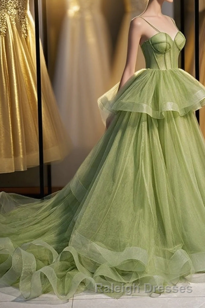Elegant Spaghetti Straps Green Ball Gown Main image