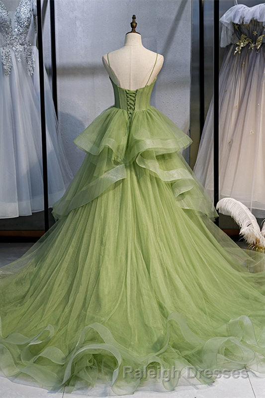 Elegant Spaghetti Straps Green Ball Gown Secondary image