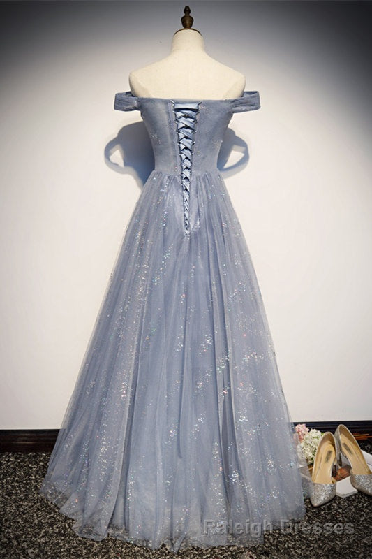 Off the Shoulder Dusty Blue Formal Dress Main image