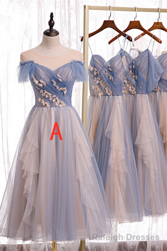 Elegant Tea Length Tulle Bridesmaid Dress Main image