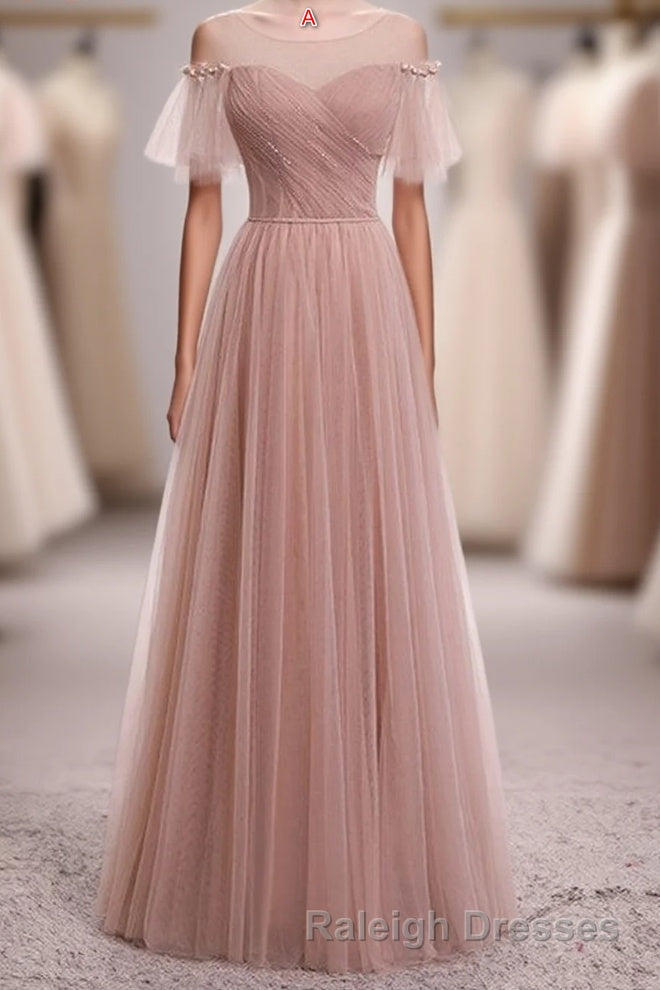 Elegant Blush Pink Tulle Bridesmaid Dress Main image