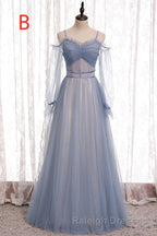 Elegant A Line Dusty Blue Bridesmaid Dresses