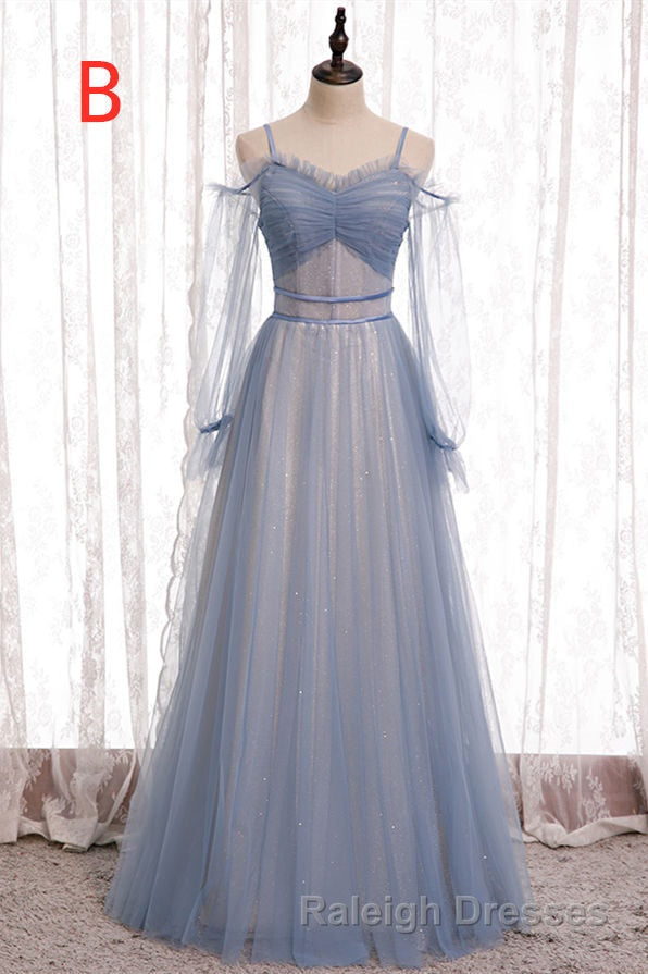 Elegant A Line Dusty Blue Bridesmaid Dresses