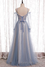 Elegant A Line Dusty Blue Bridesmaid Dresses