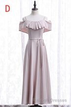 Off the shoulder Light Pink Bridesmaid Dresses
