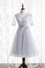 Short Sleeves Silver Short Pink Dress