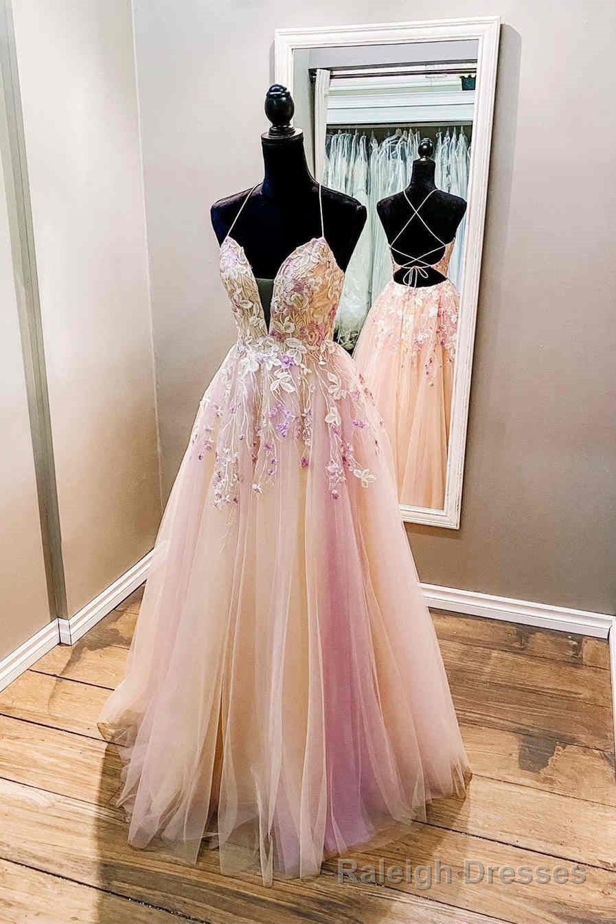 A-Line Straps Pink Long  Formal Dress Secondary image