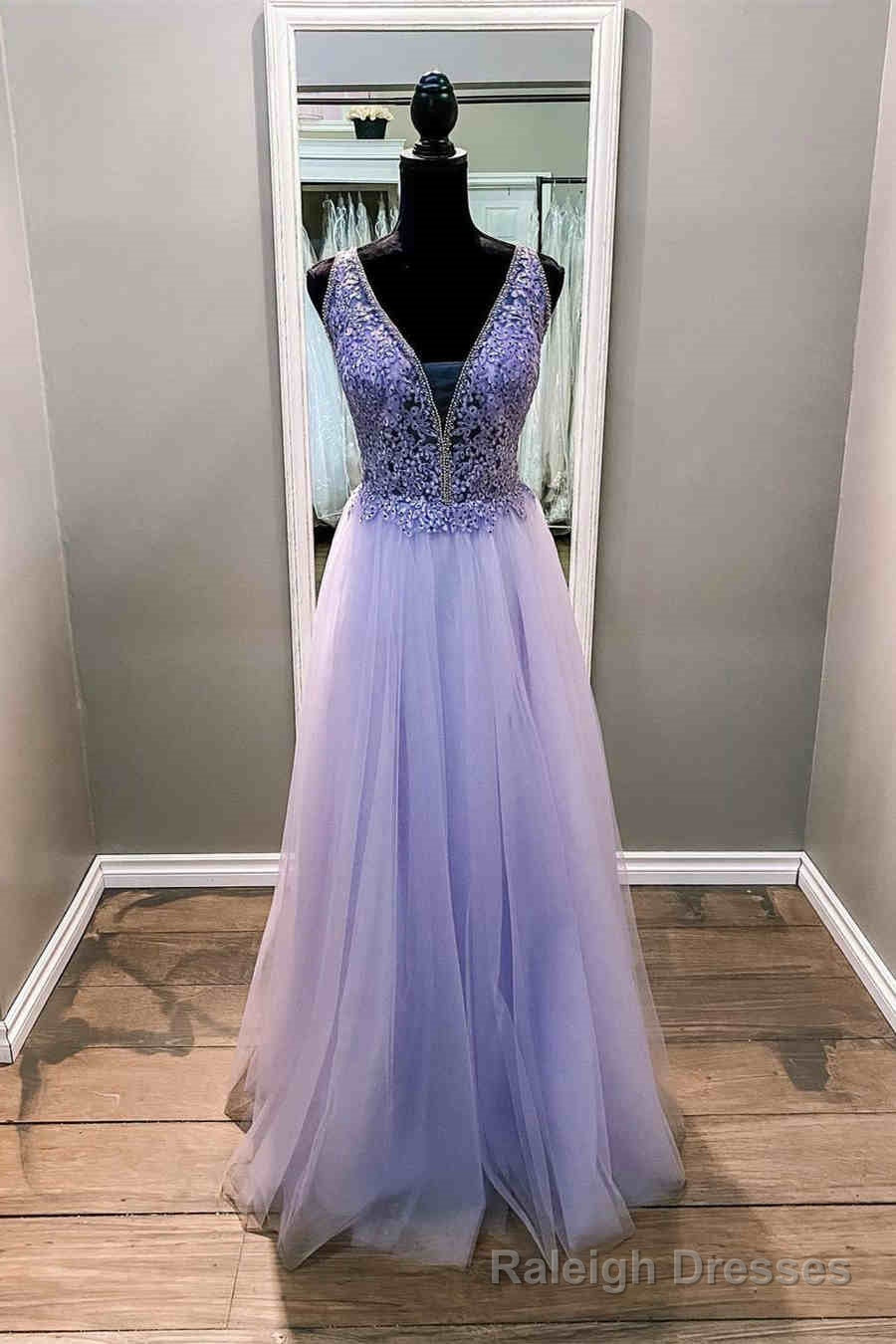 Elegant Beaded Lavender Formal Dress
