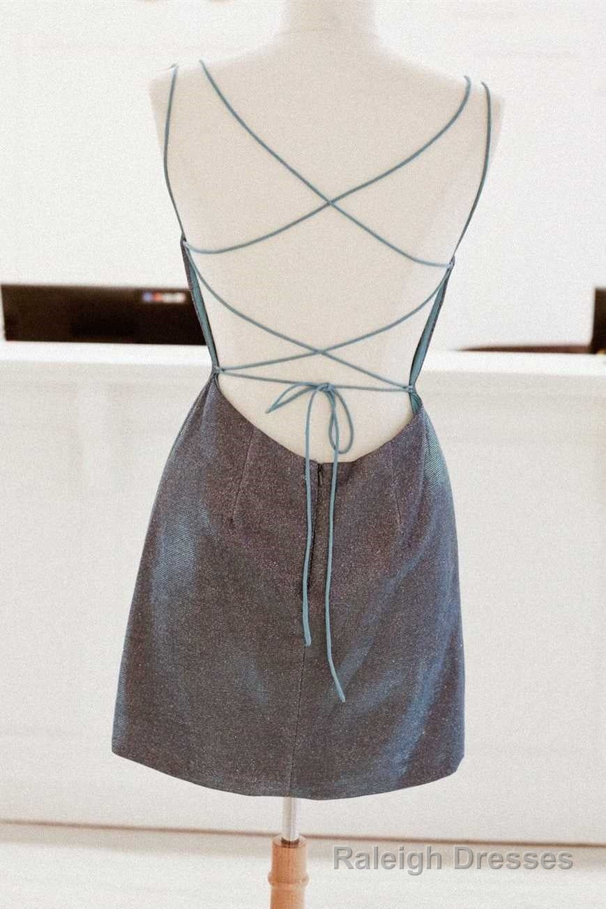 Tight Blue Short Homecoming Dress with Lace Up Back Secondary image