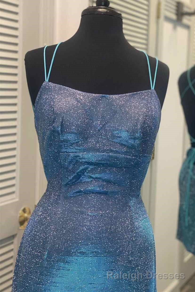 Tight Blue Short Homecoming Dress with Lace Up Back