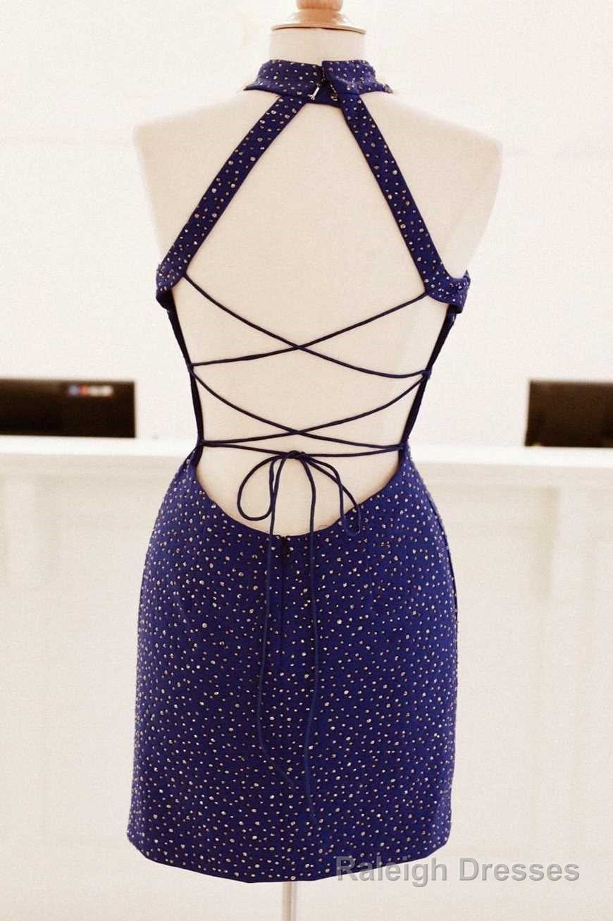 Tight Purple Short Prom Dress with Gold Sequins Secondary image