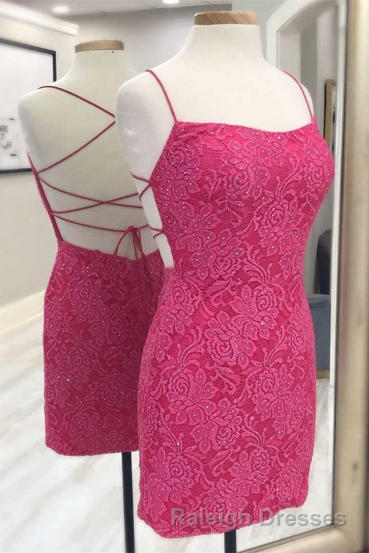 Lilac Lace Tight Mini Prom Dresses
