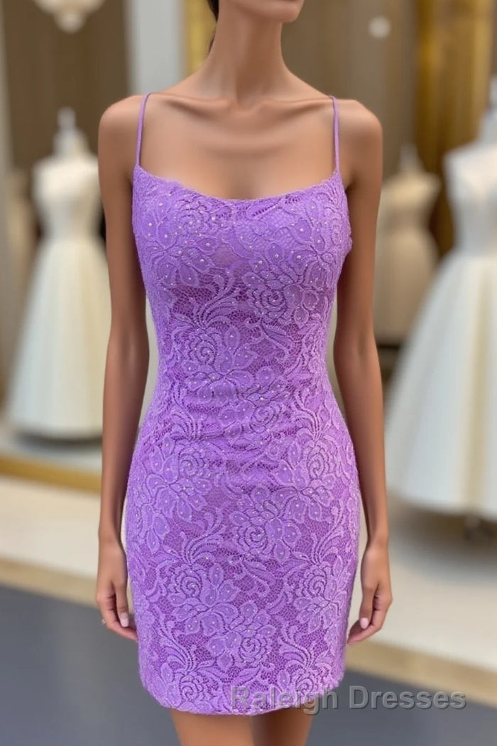 Lilac Lace Tight Mini Party Dress Main image