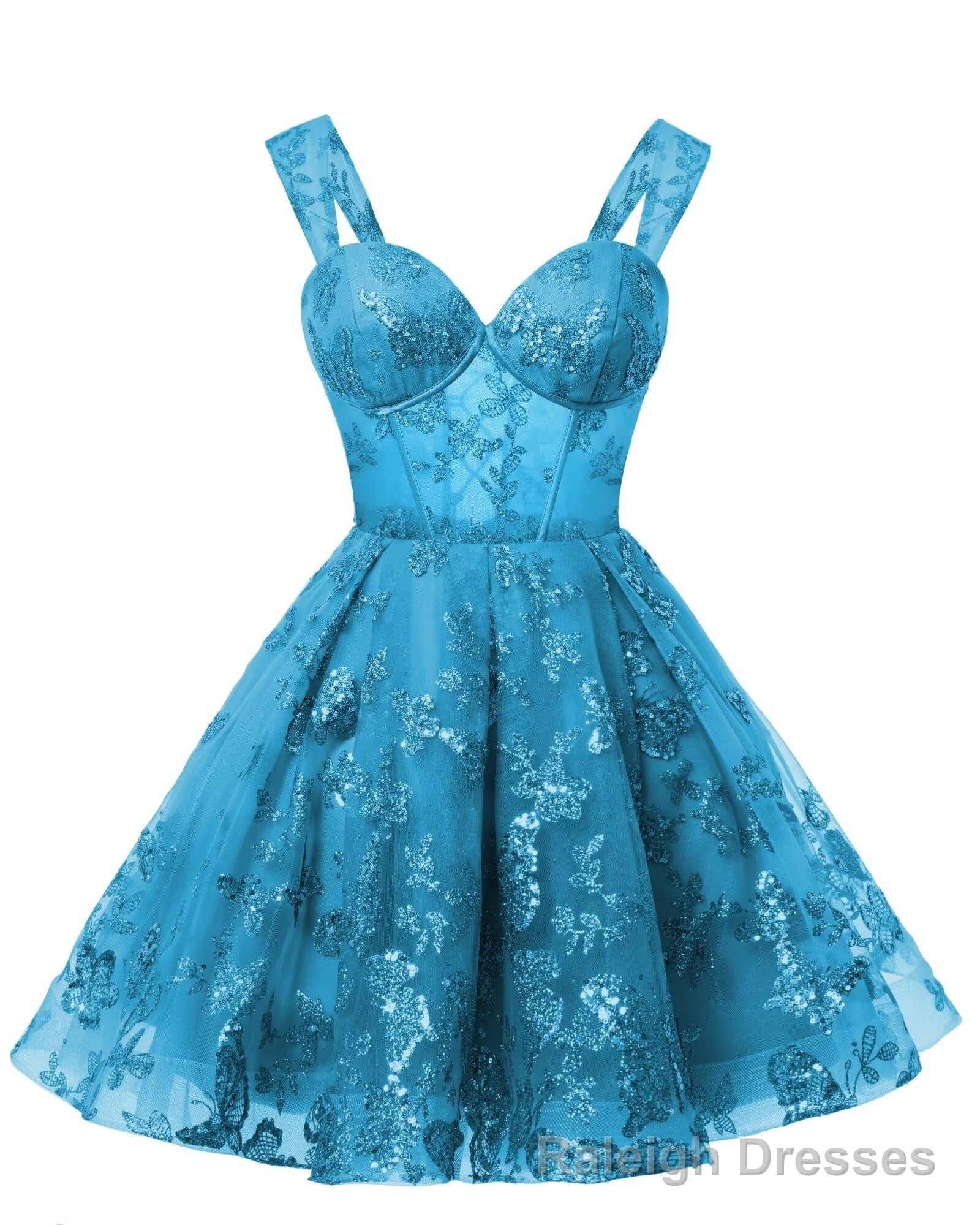 Teens Sparkly Tulle Turquoise Homecoming Dresses Spaghetti Straps Short Cocktail Prom Prom Dress