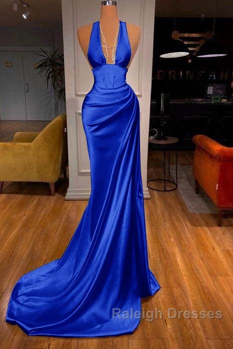 Halter V Neck Mermaid Prom Dresses Elegant