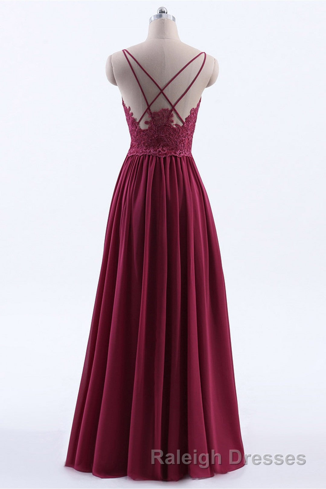 Wine Red Chiffon A-line Long Pleated Bridesmaid Dress Secondary image
