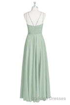 Sage Green Chiffon Halter A Line Long Bridesmaid Dresses