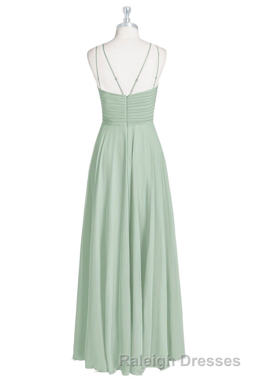 Sage Green Chiffon Halter A-Line Long Bridesmaid Dress Secondary image