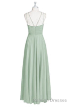 Sage Green Chiffon Halter A-Line Long Bridesmaid Dress