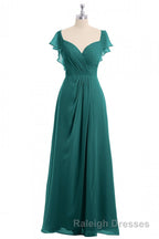 Wine Red Chiffon Backless Ruffled Sleeve Long Bridesmaid Dress