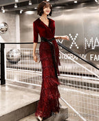 Burgundy Mermaid Long Prom Dress Burgundy Prom Dress
