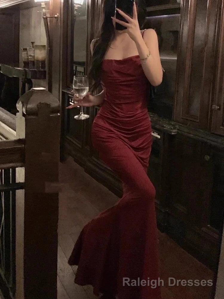 Women Elegant Bodycon Mermaid Prom Dress Summer Strap Evening Party Dress Secondary image