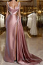 Glamorous Pink Prom Dress Sweetheart Spaghetti Strap With High Slit Trail