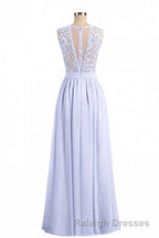 Lavender Lace Crew Neck A-Line Bridesmaid Dress