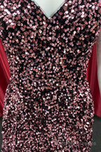 Dark Pink Sequin Strapless A Line Homecoming Dress