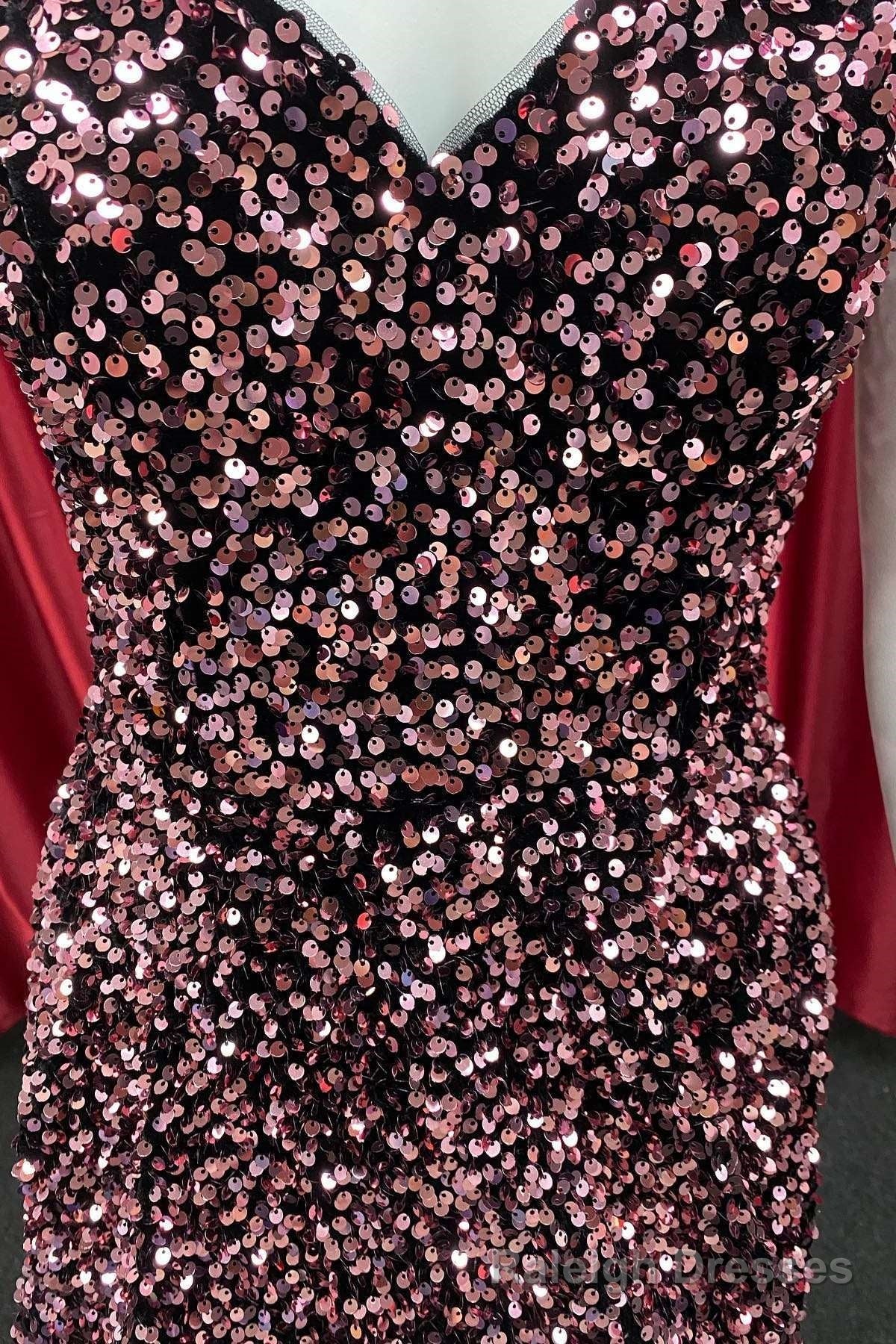 Dark Pink Sequin Strapless A Line Homecoming Dress