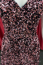 Dark Pink Sequin Strapless A-Line Homecoming Dress