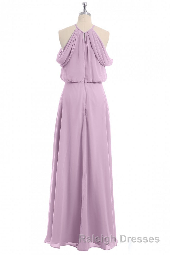 Sage Green Chiffon Halter Blouson-Style Long Bridesmaid Dresses