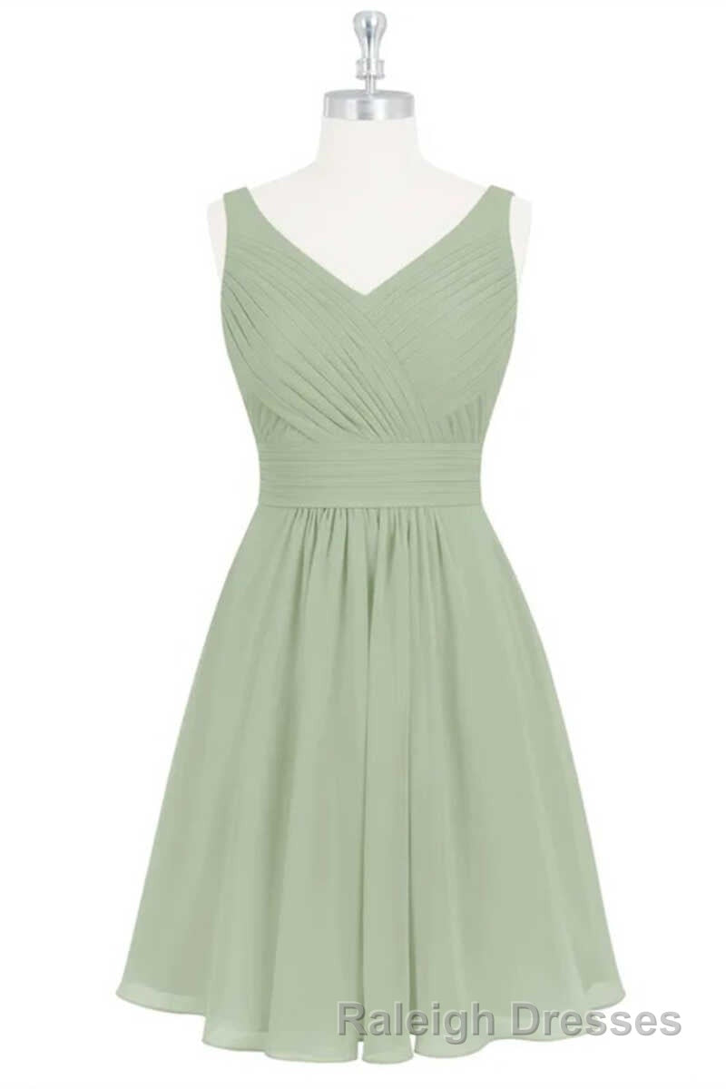 Sage Green Chiffon A-Line Short Bridesmaid Dress