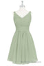 Sage Green Chiffon A-Line Short Bridesmaid Dress