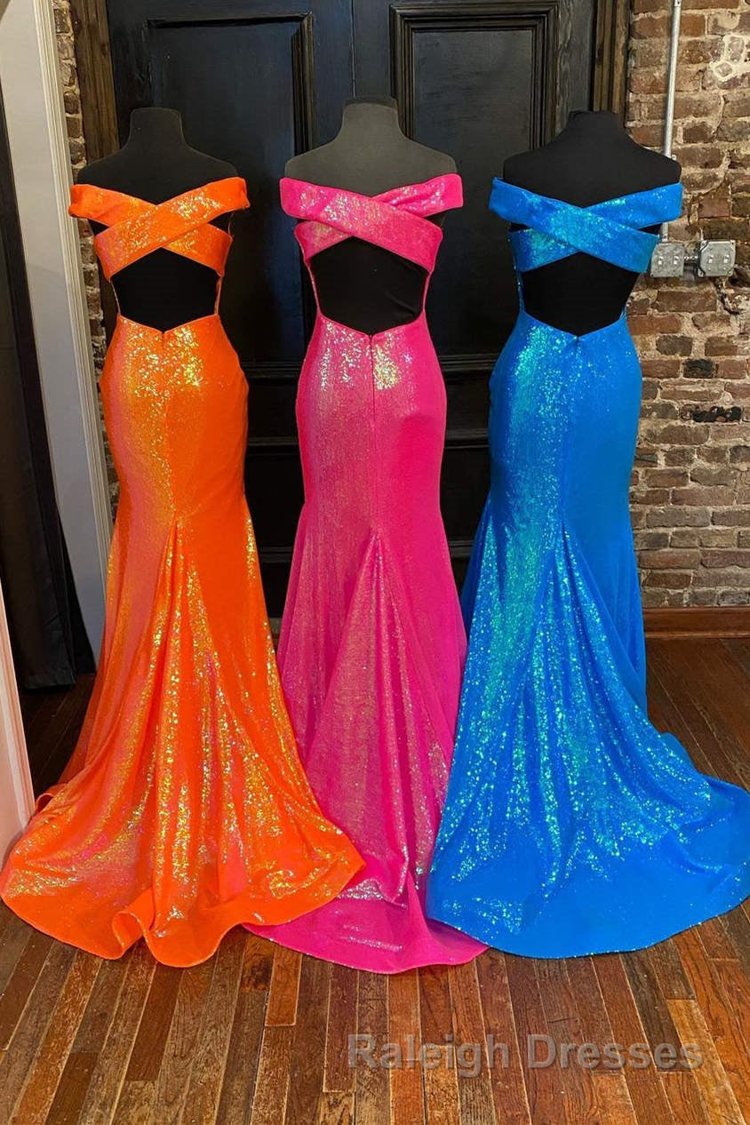 Off the Shoulder Orange Mermaid Long Prom Dress Secondary image