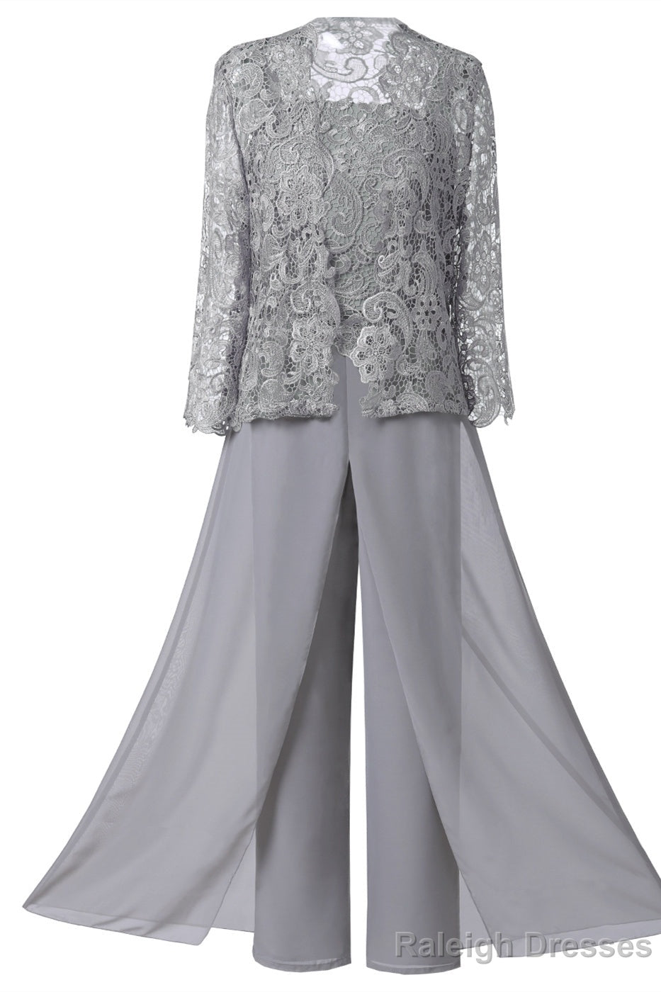 Mother of the Bride Dresses, Lace Chiffon Three-Piece Plus Size Mother of the Bride Pant Suits