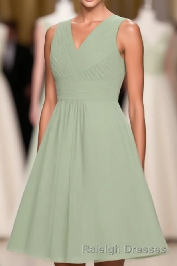 Sage Green Chiffon A-Line Short Bridesmaid Dress Main image