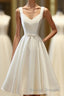 Simple V Neck White Short Prom Dresses White Homecoming Dresses