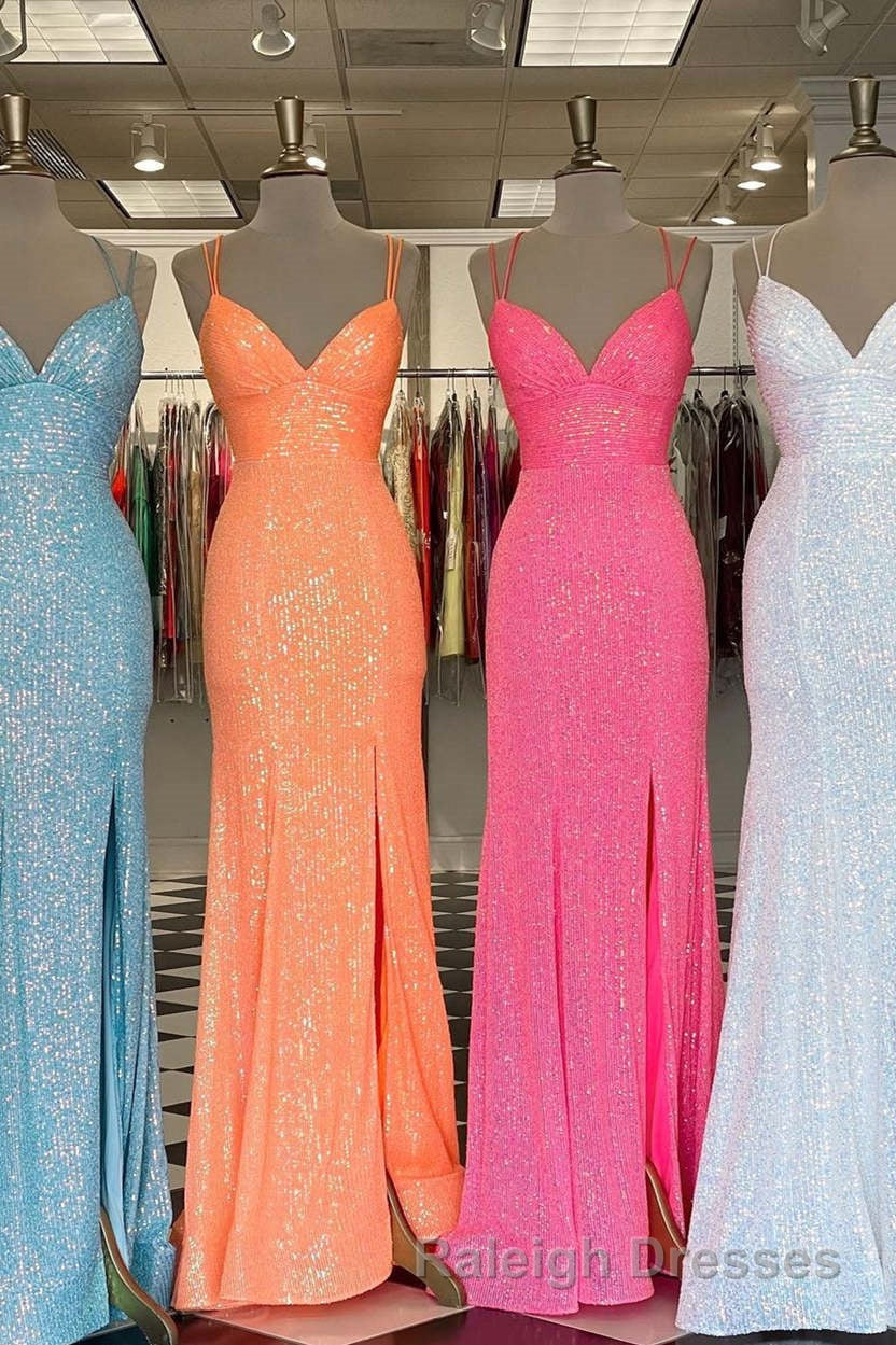 Stunning Straps Sequined Mermaid Long Prom Dresses Secondary image
