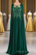 A Line Chiffon Floor Length Mother of The Bride Dresses with Detachable Cape