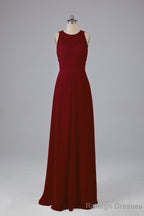 A Line Keyhole Floor Length Bridesmaid Dresses