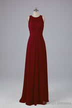 A Line Keyhole Floor Length Bridesmaid Dress